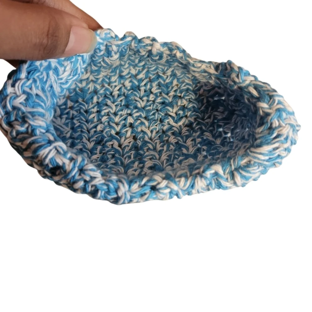 Handmade Turquoise Marl Crochet Granny Square 4-pc Coasters Set 100% Cotton